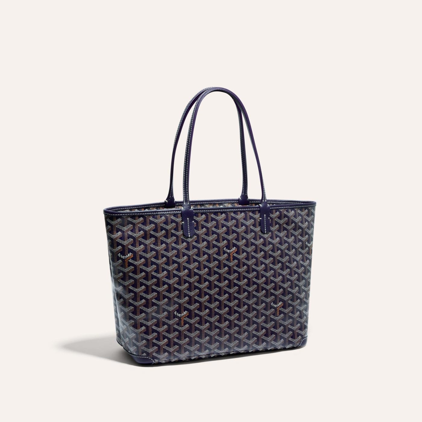 Goyard Goyardine Artois Tote PM Navy Blue Canvas & Chevroches Calfskin Palladium Hardware - Image 2